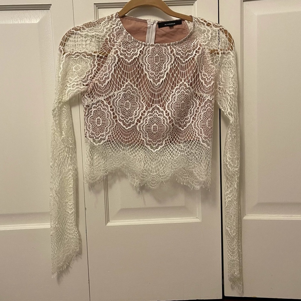 Olivaceous Lace Long Sleeve Top